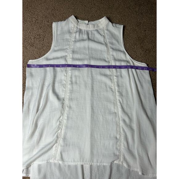 Women’s 2XL Mossimo White Flowy Dressy Tank Top High Neck - Picture 2 of 4